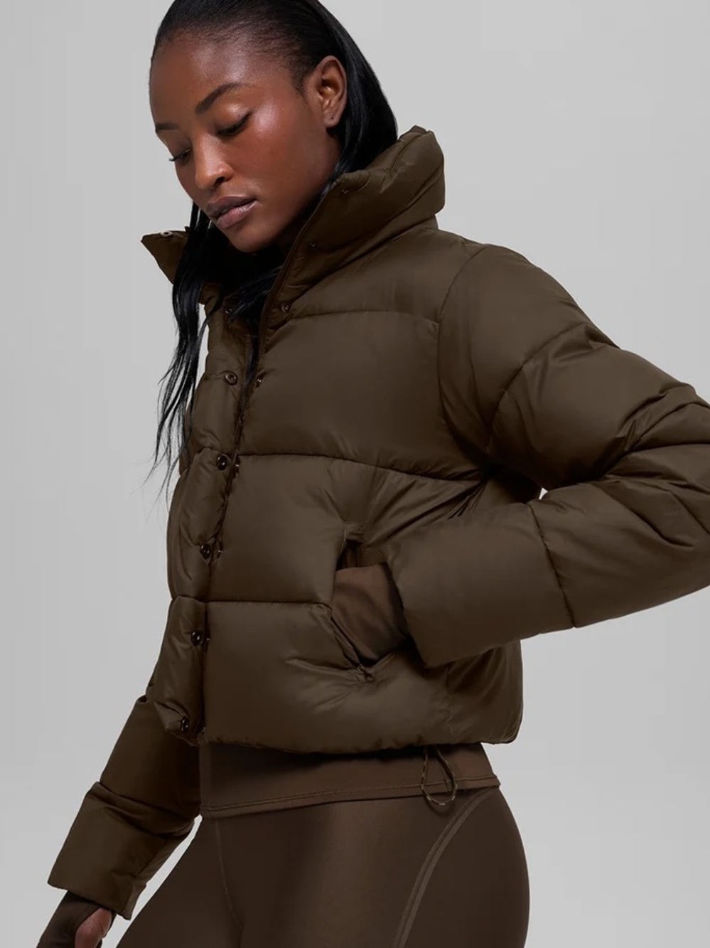 ALO Yoga Gold Rush Puffer Jacket in Espresso - XS